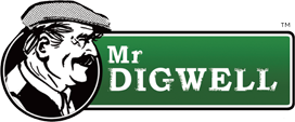 Mr Digwell gardening cartoon logo