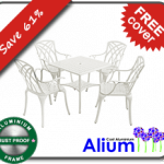 Alium Washington Cast Aluminium 4 Seater Square Garden Furniture Set in White