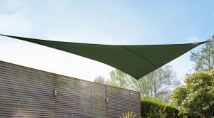 A triangular sail shade, green